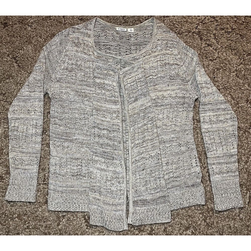 Cato‎ Cardigan Sweater Womens XL Gray Open Longe Sleeve Casual Ladies
